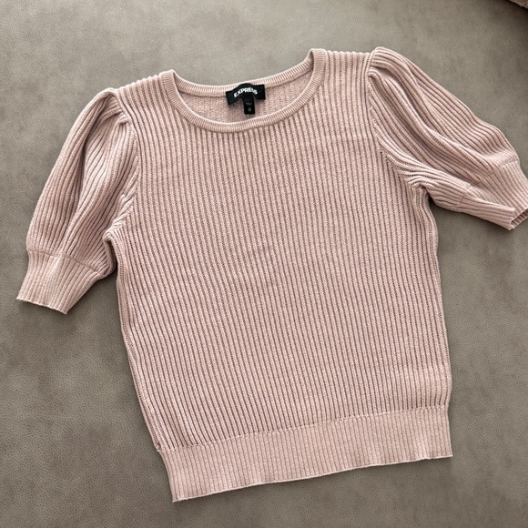 Express Blush Ribbed Knit Top - Picture 3 of 5
